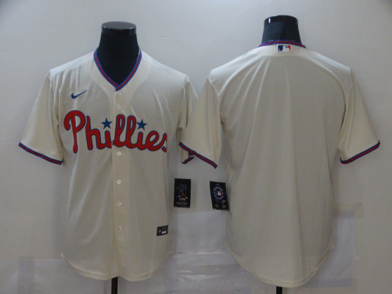 Men Philadelphia Phillies Blank Cream Game Nike MLB Jerseys->cleveland indians->MLB Jersey